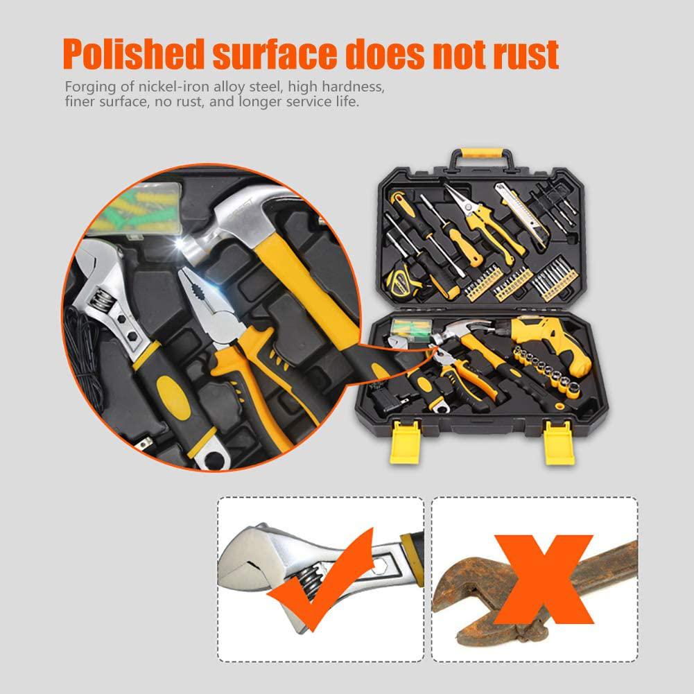 95 Piece Complete Household Tool Kit with 3.6 Volt Cordless Screwdriver And Most Useful Hand Tools And DIY Accessories with Carrying Tool Box Auto Repair Tool Sets