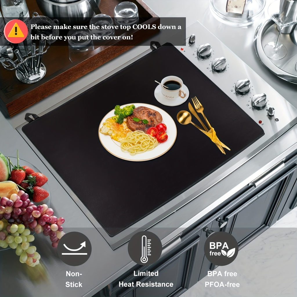 Stove Covers, Heat Resistant Glass Stove Top Cover , For Electric Stove LarCooktop Cover, Anti-Slip Coating Waterproof Stove Gap Foldable