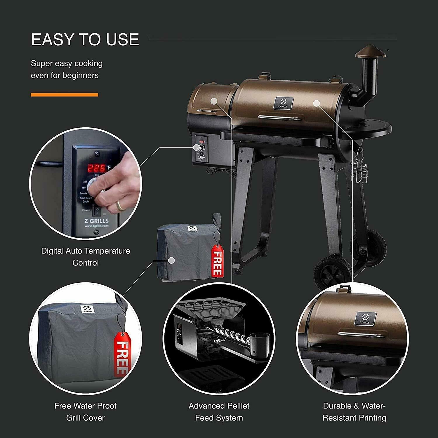 ZPG-450A Pellet Grill & Smoker 8 in 1 BBQ Grill Auto Temp Control