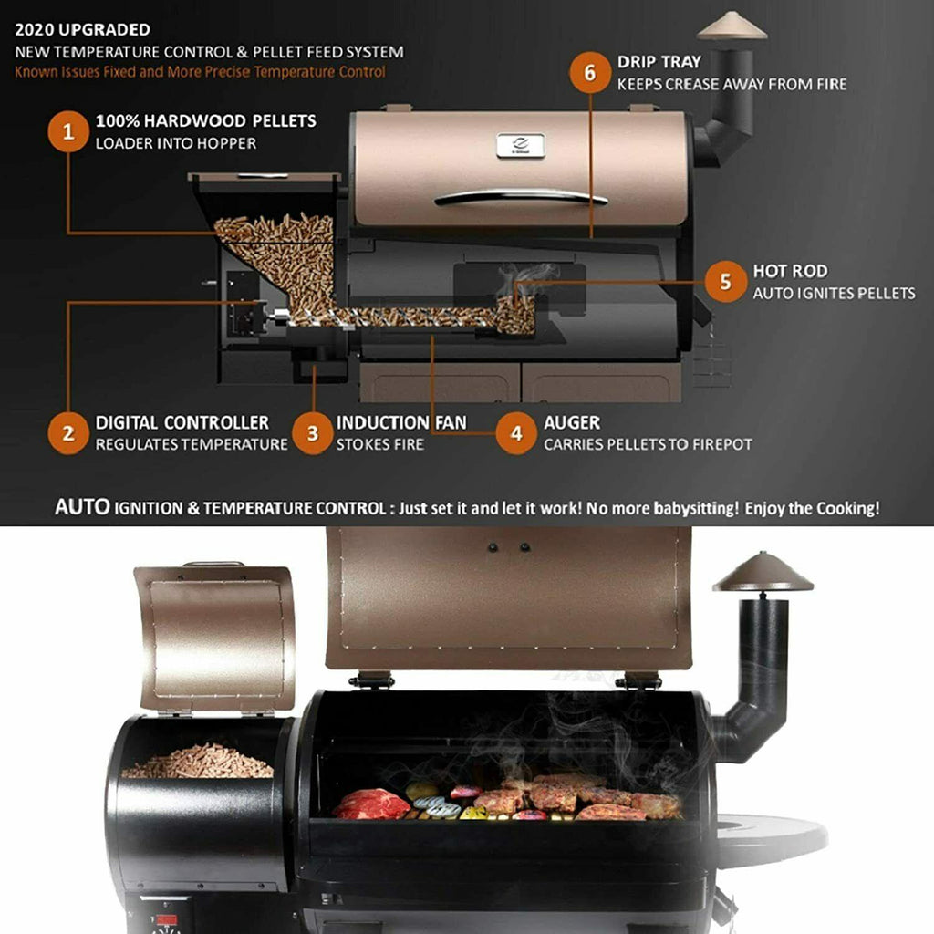ZPG-450A Pellet Grill & Smoker 8 in 1 BBQ Grill Auto Temp Control