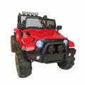 Ride On Jeep Car, 12V 4WD Powered Truck, Manual/ Parental Remote Control Modes Truck Vehicle Headlights, MP3 Port, Music, Horn Kids (Red Jeep)