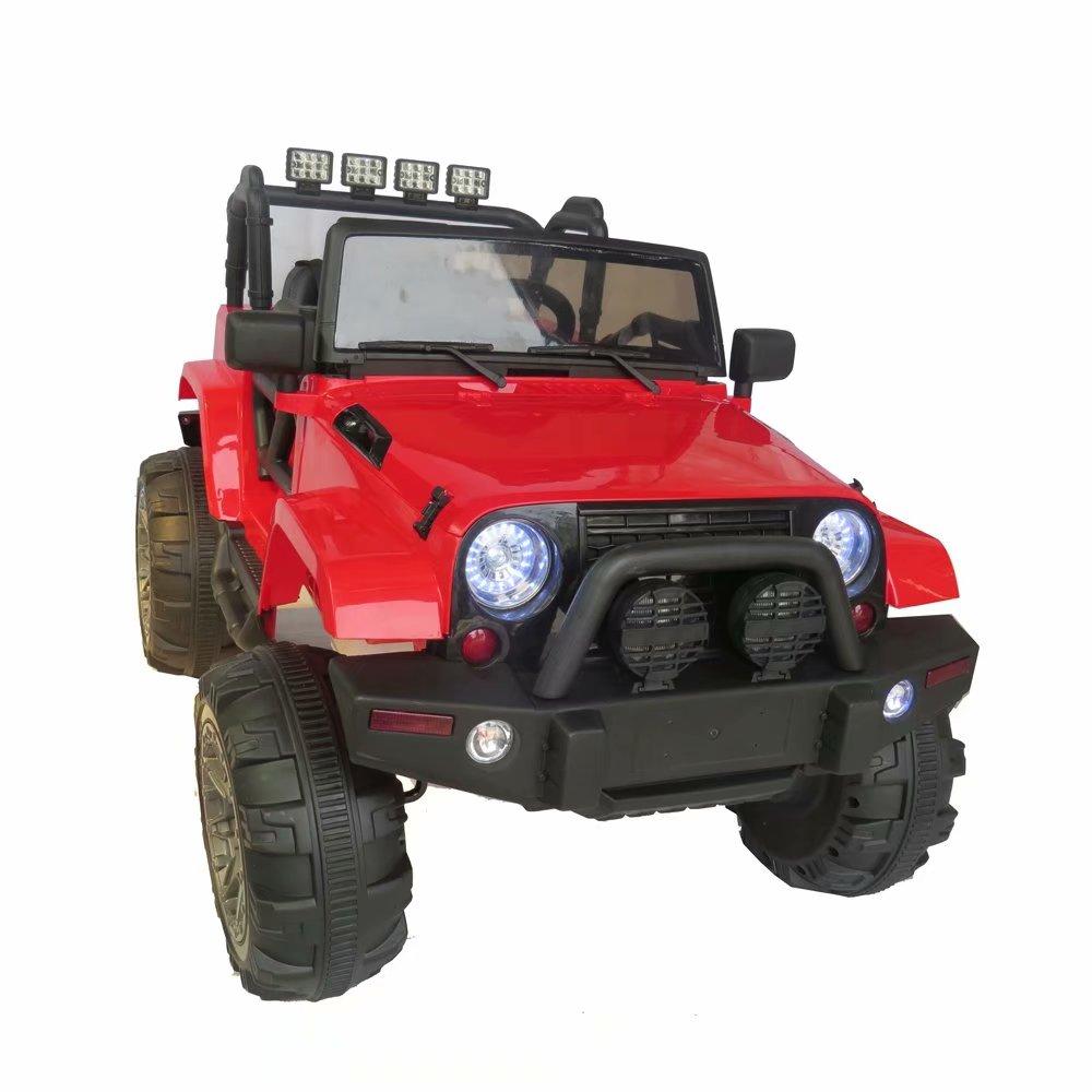Ride On Jeep Car, 12V 4WD Powered Truck, Manual/ Parental Remote Control Modes Truck Vehicle Headlights, MP3 Port, Music, Horn Kids (Red Jeep)
