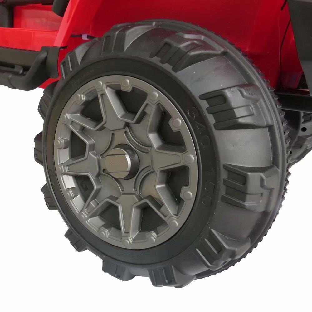 Ride On Jeep Car, 12V 4WD Powered Truck, Manual/ Parental Remote Control Modes Truck Vehicle Headlights, MP3 Port, Music, Horn Kids (Red Jeep)