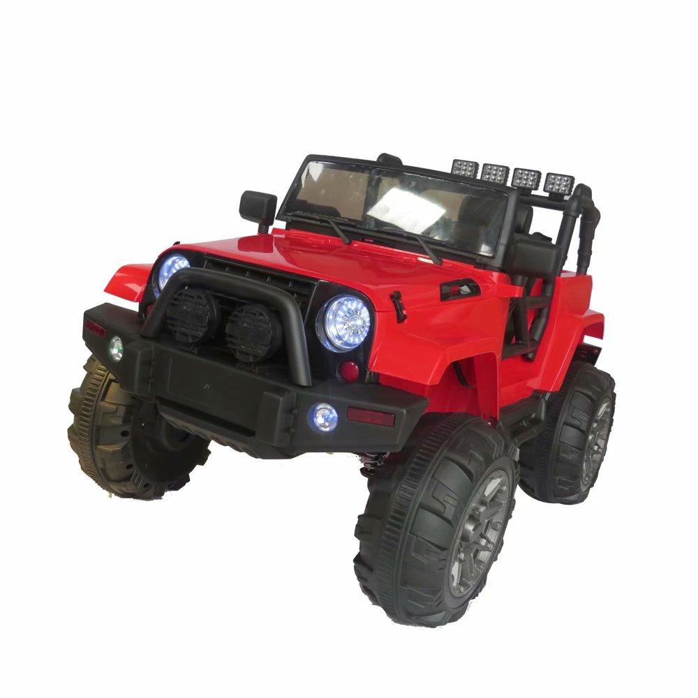 Ride On Jeep Car, 12V 4WD Powered Truck, Manual/ Parental Remote Control Modes Truck Vehicle Headlights, MP3 Port, Music, Horn Kids (Red Jeep)