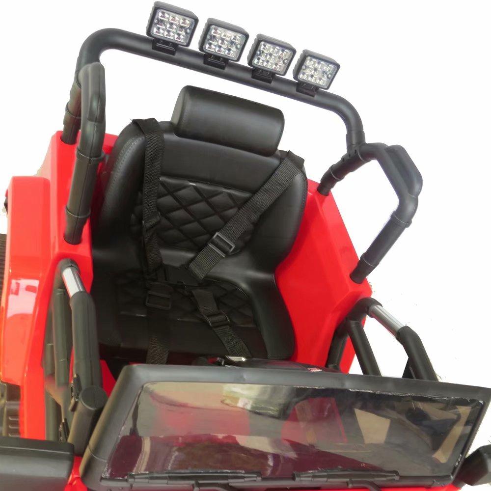 Ride On Jeep Car, 12V 4WD Powered Truck, Manual/ Parental Remote Control Modes Truck Vehicle Headlights, MP3 Port, Music, Horn Kids (Red Jeep)
