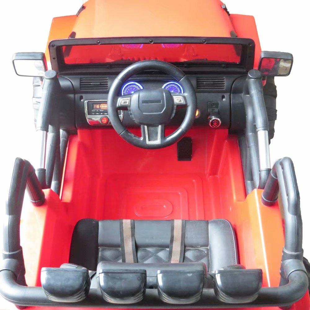 Ride On Jeep Car, 12V 4WD Powered Truck, Manual/ Parental Remote Control Modes Truck Vehicle Headlights, MP3 Port, Music, Horn Kids (Red Jeep)