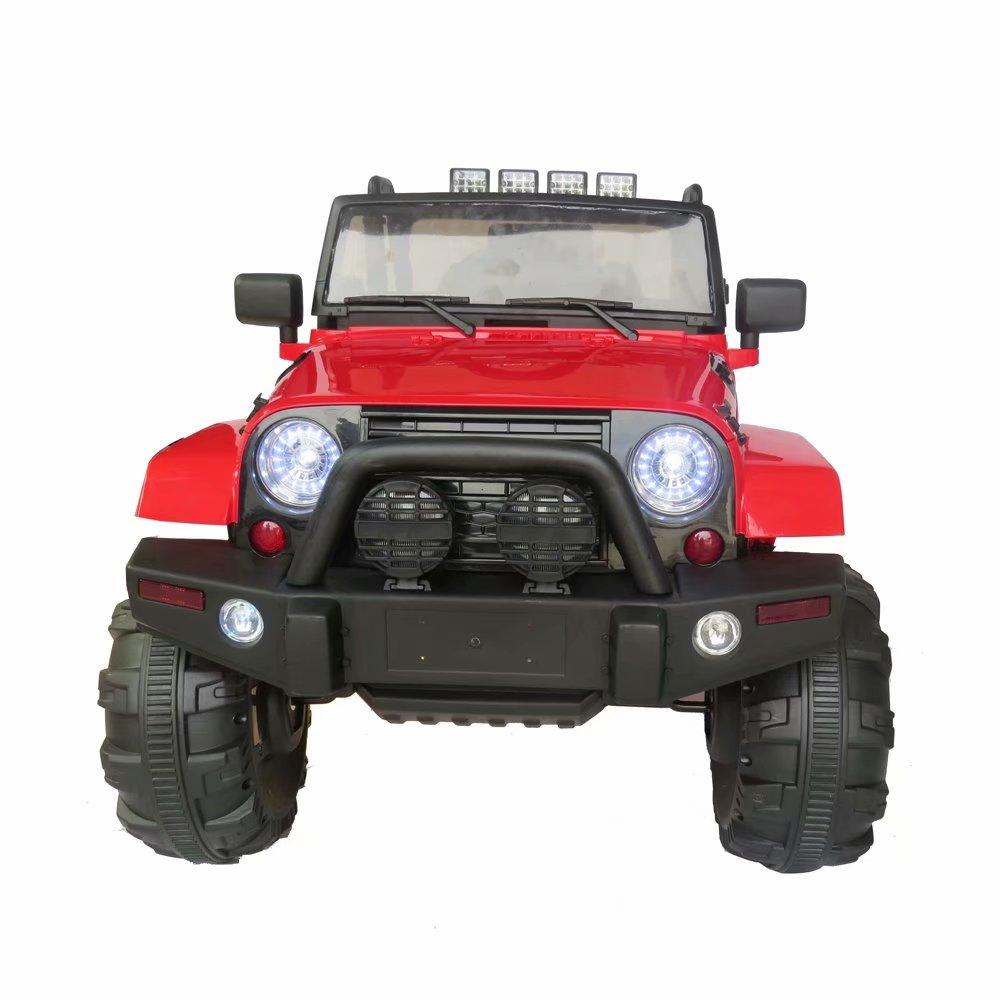 Ride On Jeep Car, 12V 4WD Powered Truck, Manual/ Parental Remote Control Modes Truck Vehicle Headlights, MP3 Port, Music, Horn Kids (Red Jeep)