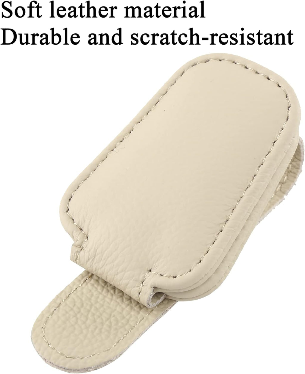 KIWEN Sunglasses Holders for Car Sun Visor, Magnetic Leather Glasses Eyeglass Hanger Clip for Car, Ticket Card Clip Eyeglasses Mount (Beige)