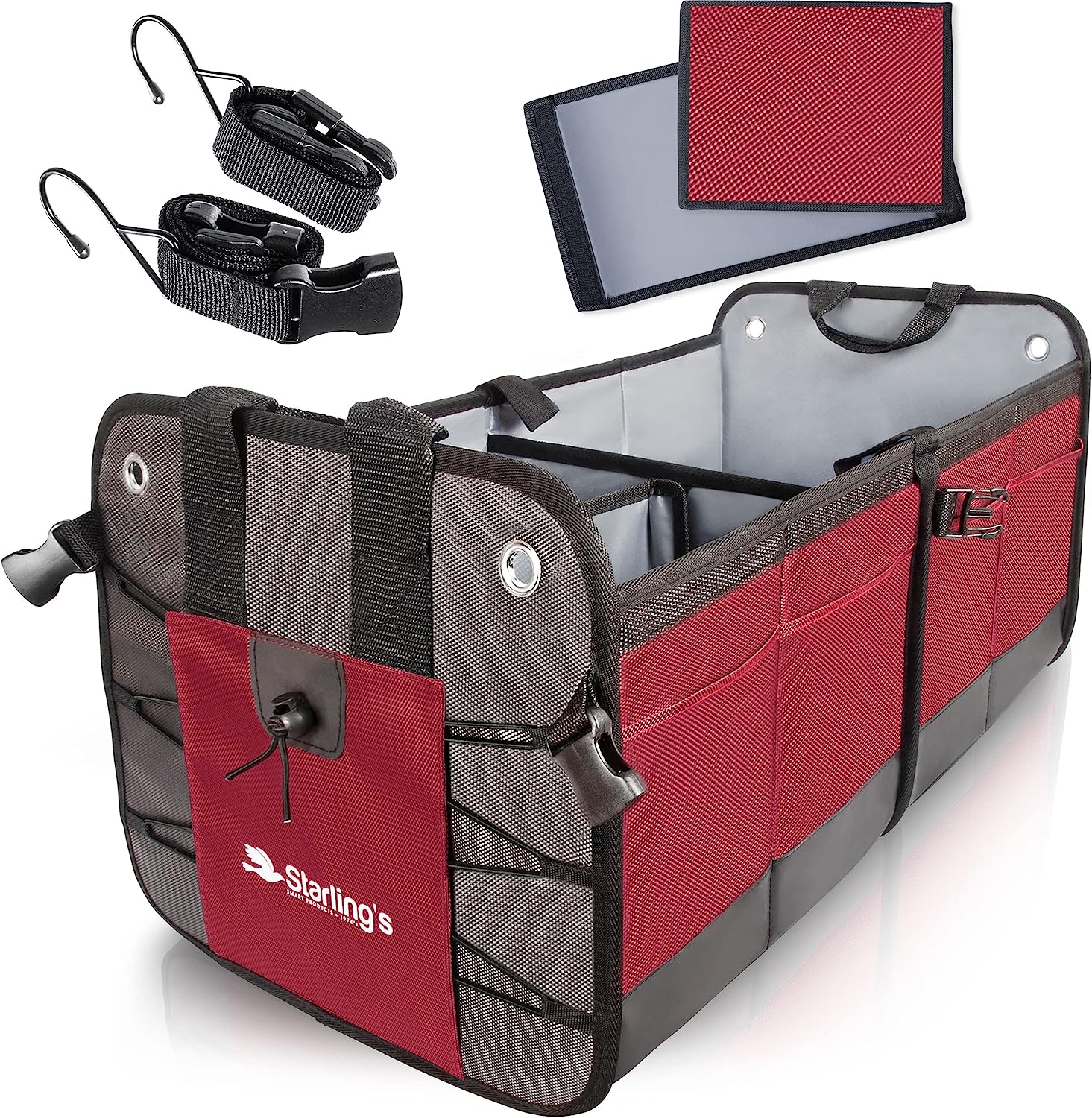 Starling's Car Trunk Organizer - Durable Storage SUV Cargo Organizer Adjustable, Bordeaux
