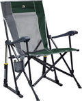 GCI Outdoor Roadtrip Rocker Collapsible Rocking Chair &amp; Outdoor Camping Chair, Green/Grey