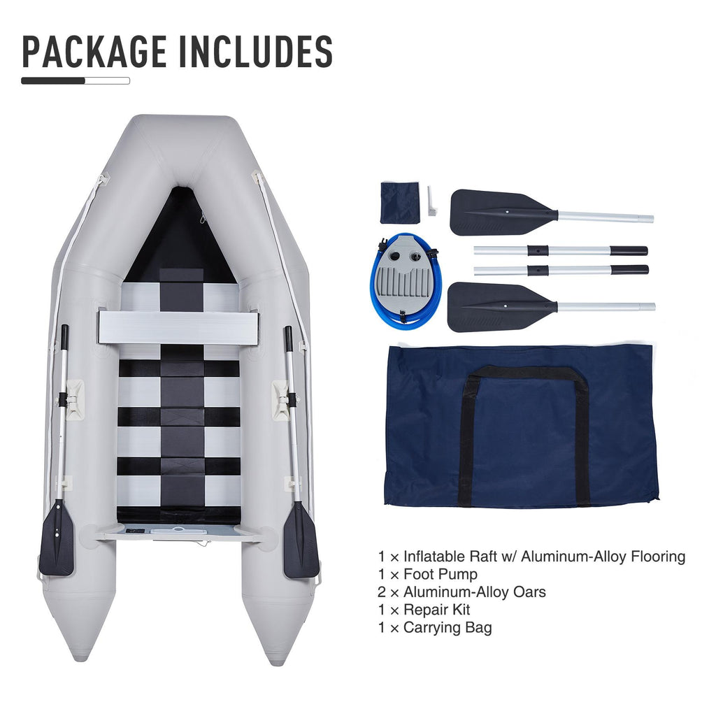 Preenex 10ft Portable Inflatable Boat  4 Person Heavy Duty 990lb Capacity Raft,color of paddle is shipped randomly