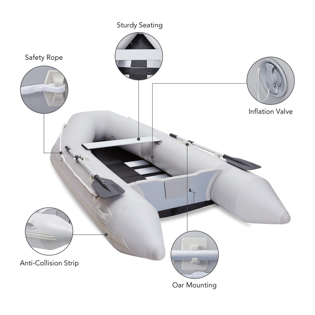 Preenex 10ft Portable Inflatable Boat  4 Person Heavy Duty 990lb Capacity Raft,color of paddle is shipped randomly