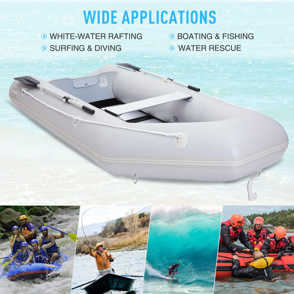 Preenex 10ft Portable Inflatable Boat  4 Person Heavy Duty 990lb Capacity Raft,color of paddle is shipped randomly