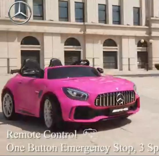Uenjoy 2 Seater 12V Electric Kids Ride On Car Mercedes Benz AMG GTR Motorized Vehicles with Remote Control, Battery Powered, LED Lights, Wheels Suspension, Music, Horn, Pink