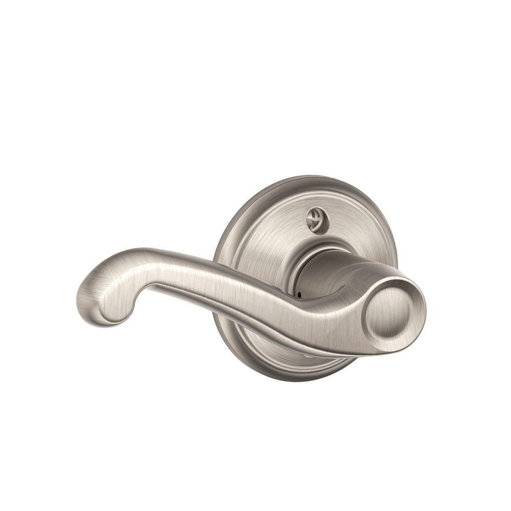 Camelot Satin Nickel Sense Smart Door Lock with Left Handed Flair Lever Door Handleset