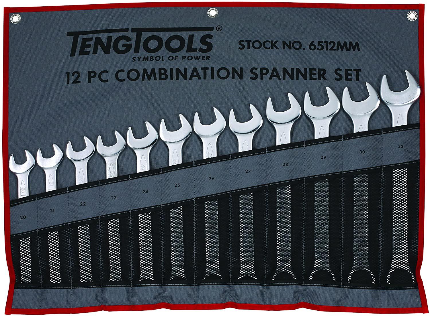 Teng Tools 12 Piece 12 Point Metric Combination Wrench Set (20MM - 32MM) - 6512MM