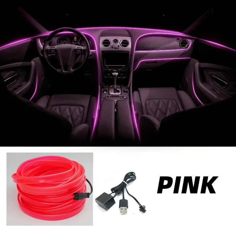 196.85inchCar Environment El Wire LED USB Flexible Neon Interior Lights Assembly RGB Light For Automotive Decoration Lighting Accessories