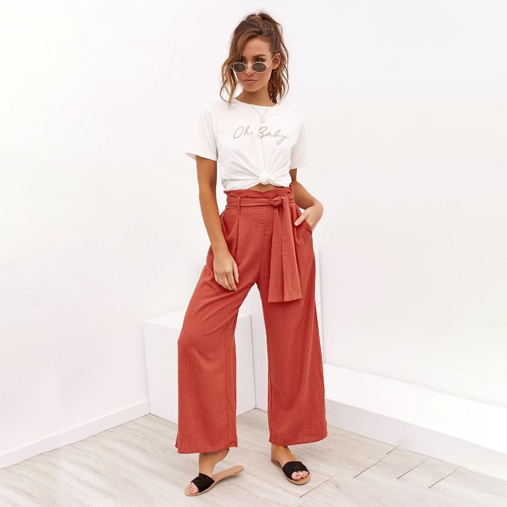 loose high waist wide leg trousers