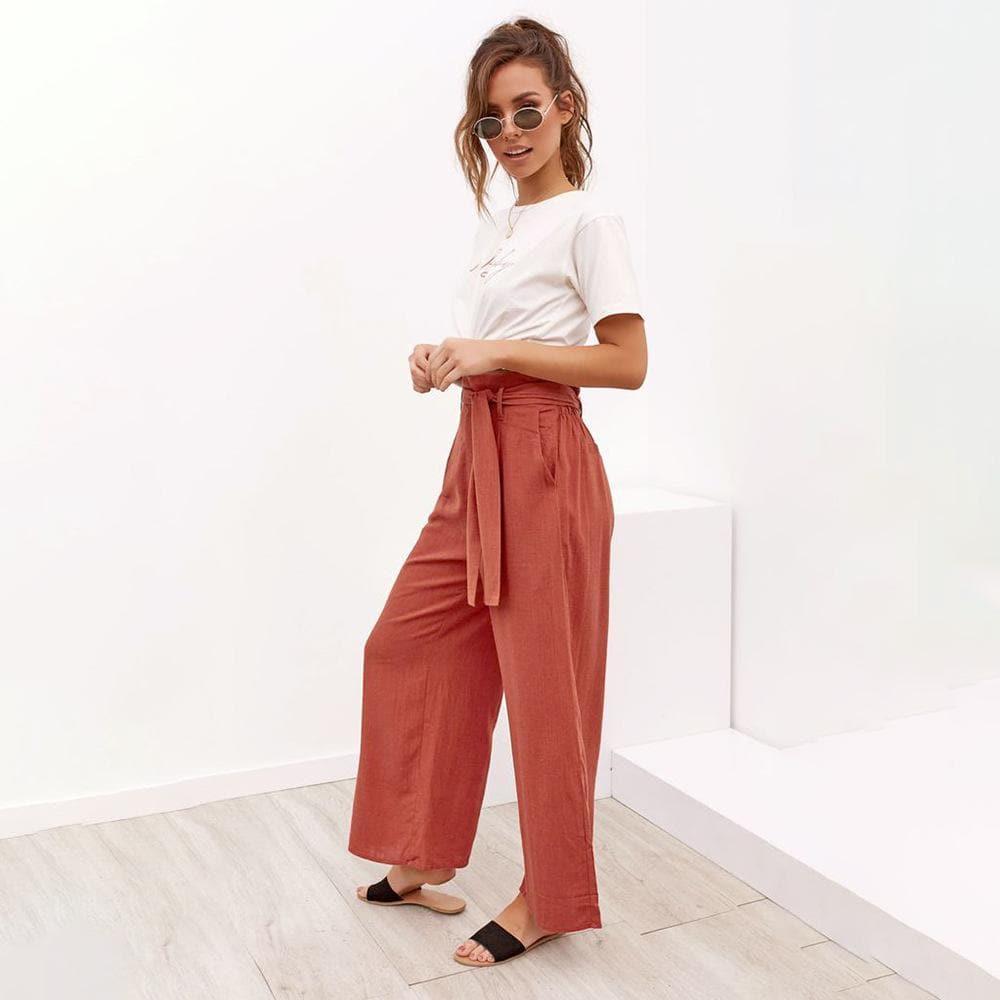 loose high waist wide leg trousers