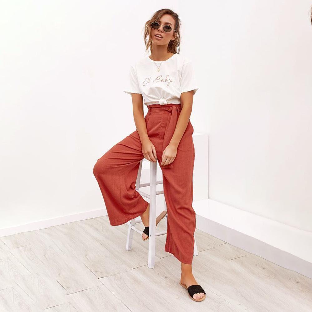 loose high waist wide leg trousers