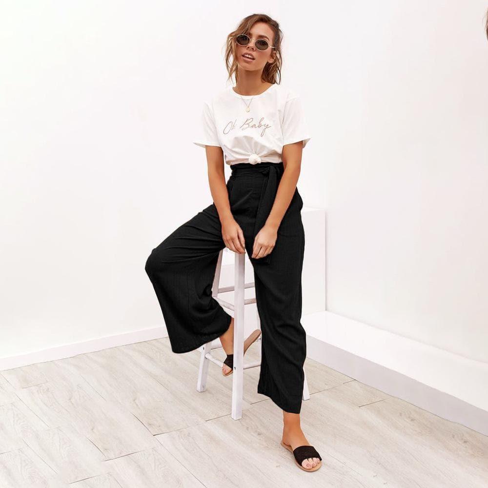 loose high waist wide leg trousers