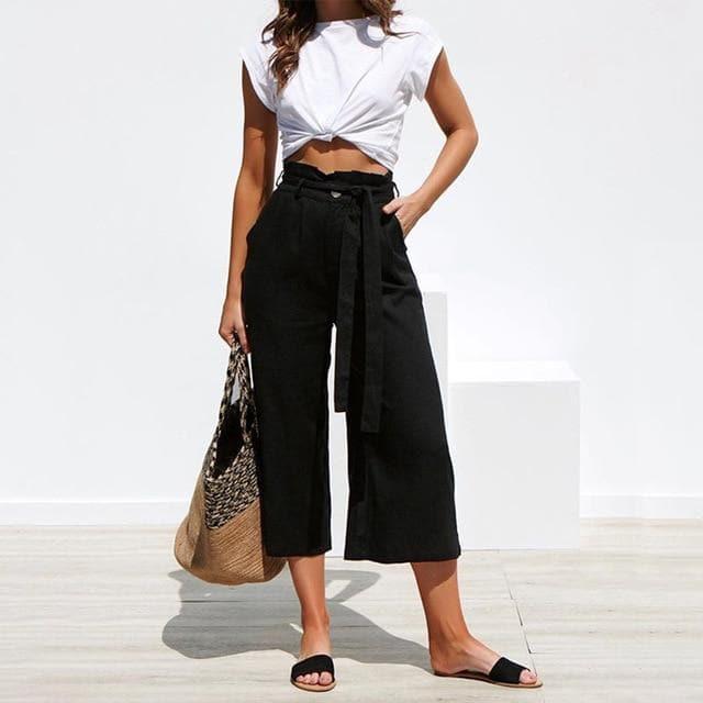 loose high waist wide leg trousers