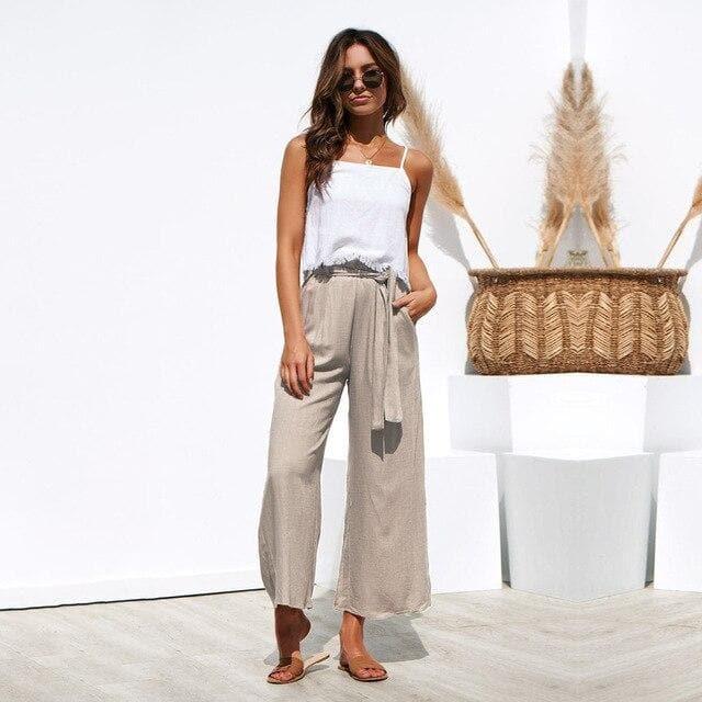 loose high waist wide leg trousers