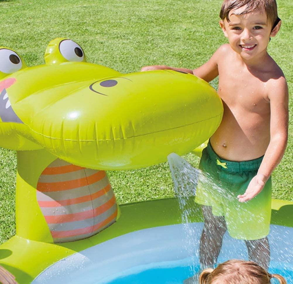 Inflatable Swimming Pool for Kids Outdoor Garden Crocodile Paddling Pool with Slide Inflatable Play Center