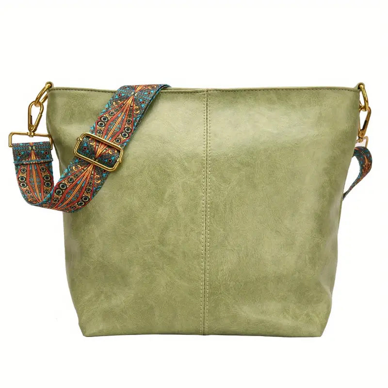 Geometric Strap Hobo Bag, LarCapacity Crossbody Bag, Women's Retro Style Shoulder Bag