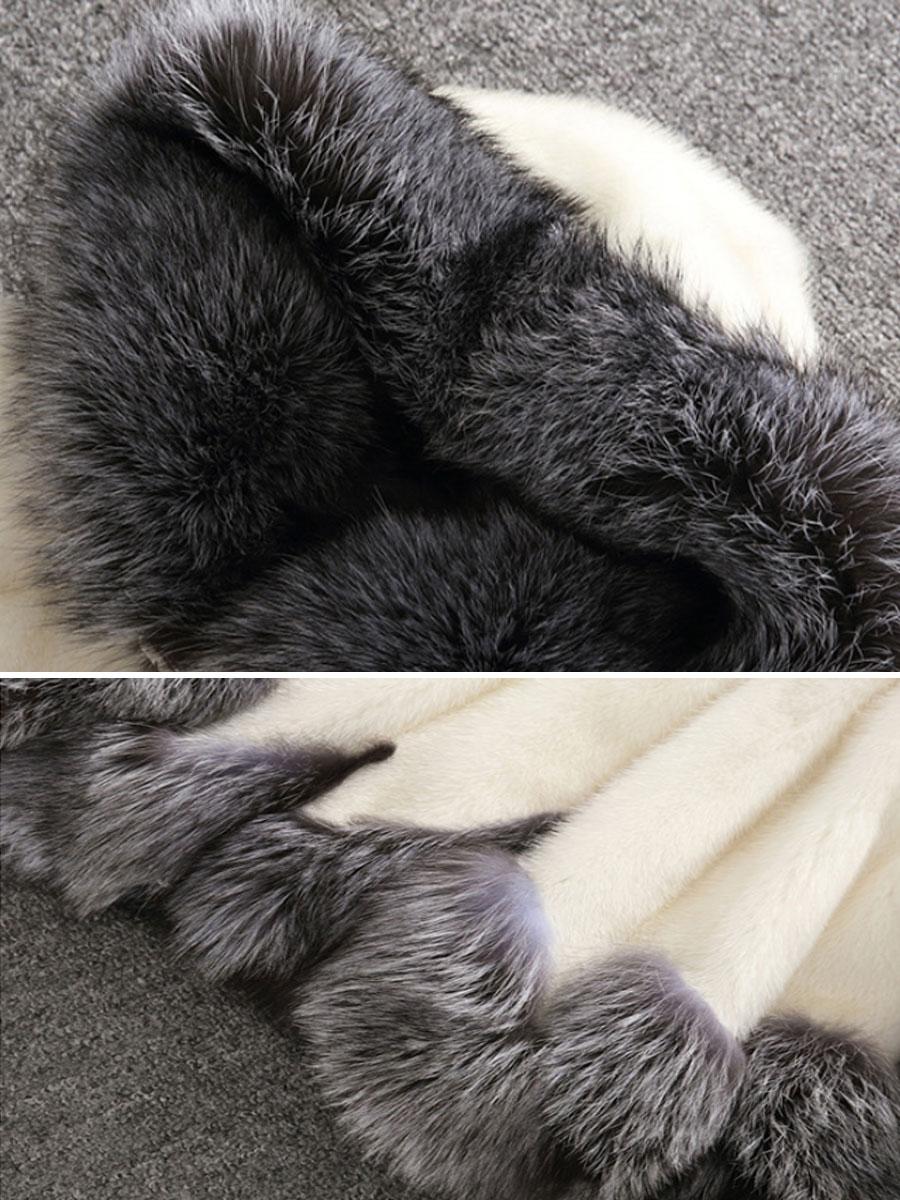 Hooded Asymmetric Hem Color Block Long Sleeve Coats