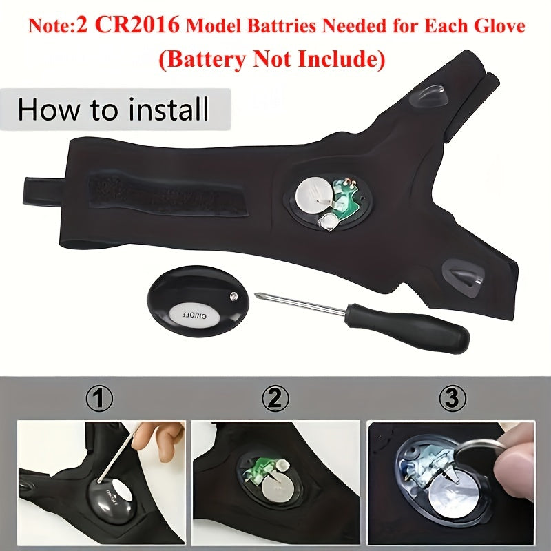 LED Flashlight Gloves-CR2016 Battery Powered (Battery Not Included), Gifts For Dad Boyfriend, Gadget Hands-Lights For Camping Fishing Repairing