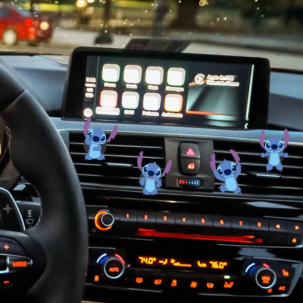 ZOSTLAND Cute Cartoon Car Air Vent Clip Decoration,Car Air Fresheners, Funny Car Vent Clip,Personalized Automotive Interior Decoration Accessories,Car Decor Gift for women,men (5pcs Stitch Dance)