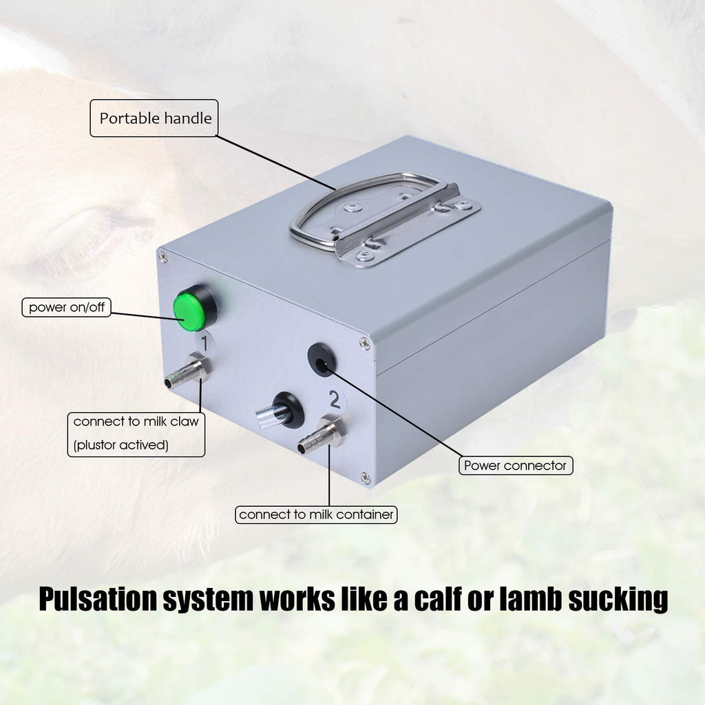 Wadoy Cow Goat MilMachine, Electric Vacuum Pulsation Pump Milker, 2 in 1 Goat Cow Milker Machine with Pulsator (7L)
