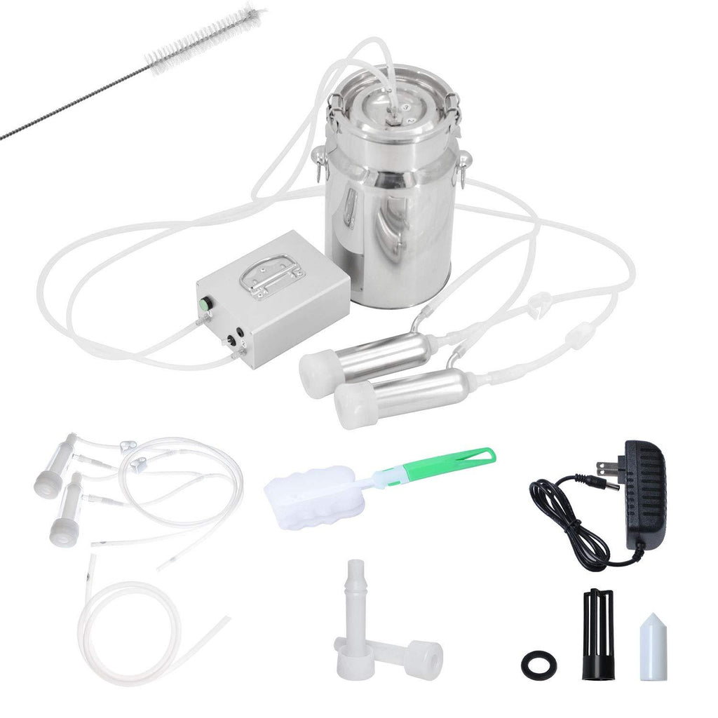 Wadoy Cow Goat MilMachine, Electric Vacuum Pulsation Pump Milker, 2 in 1 Goat Cow Milker Machine with Pulsator (7L)