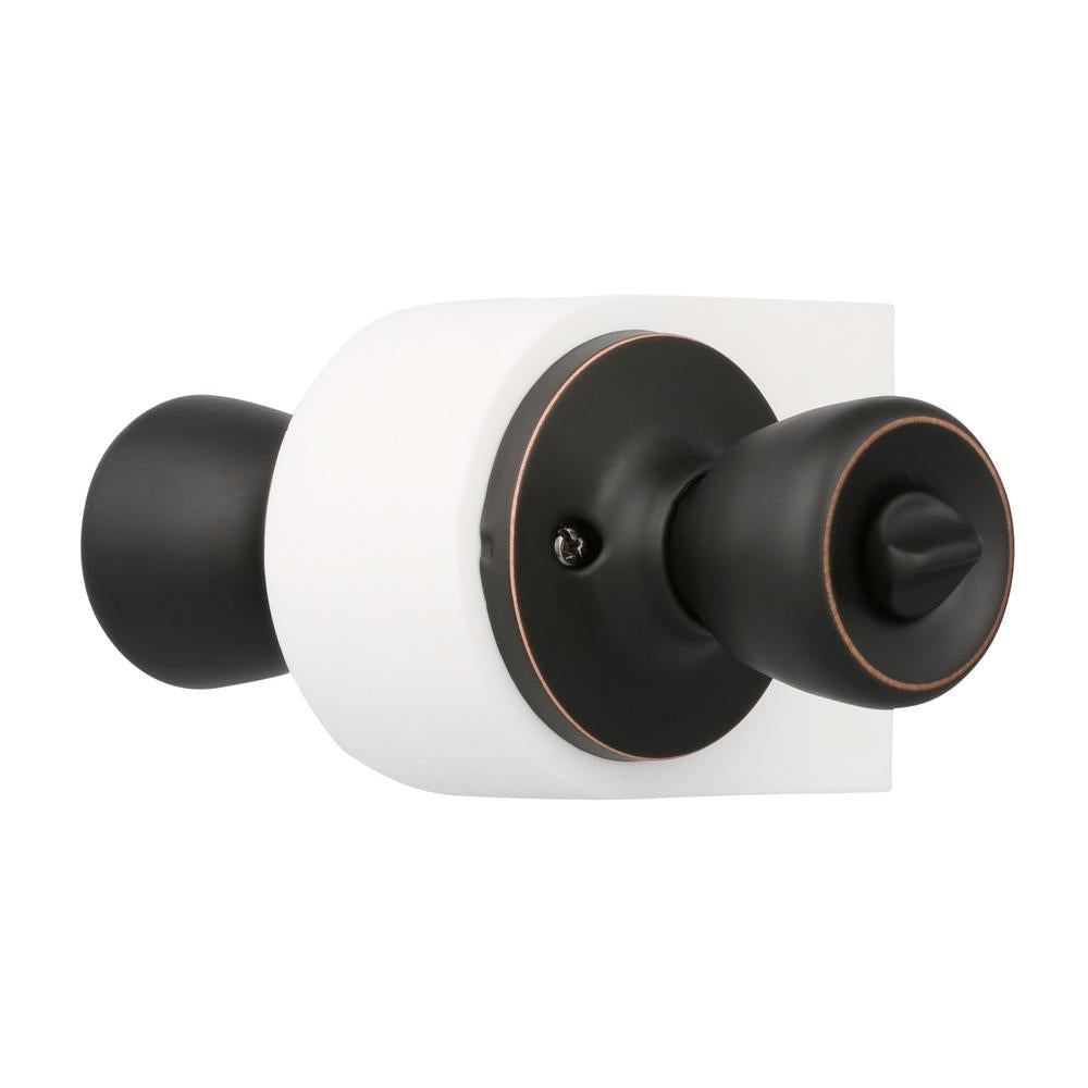 Terrace Oil Rubbed Bronze Privacy Bed/Bath Door Knob with Universal 6-Way Latch (12-Pack)