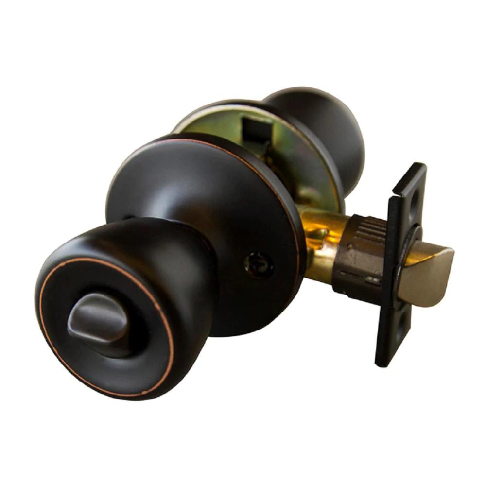 Terrace Oil Rubbed Bronze Privacy Bed/Bath Door Knob with Universal 6-Way Latch (12-Pack)