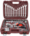 YUOP Hand Tools Socket Set Universal Car Repair Tool Ratchet Set Torque Wrench Combination Bit A Set of Keys Multifunction Tools (Color : 82pcs)