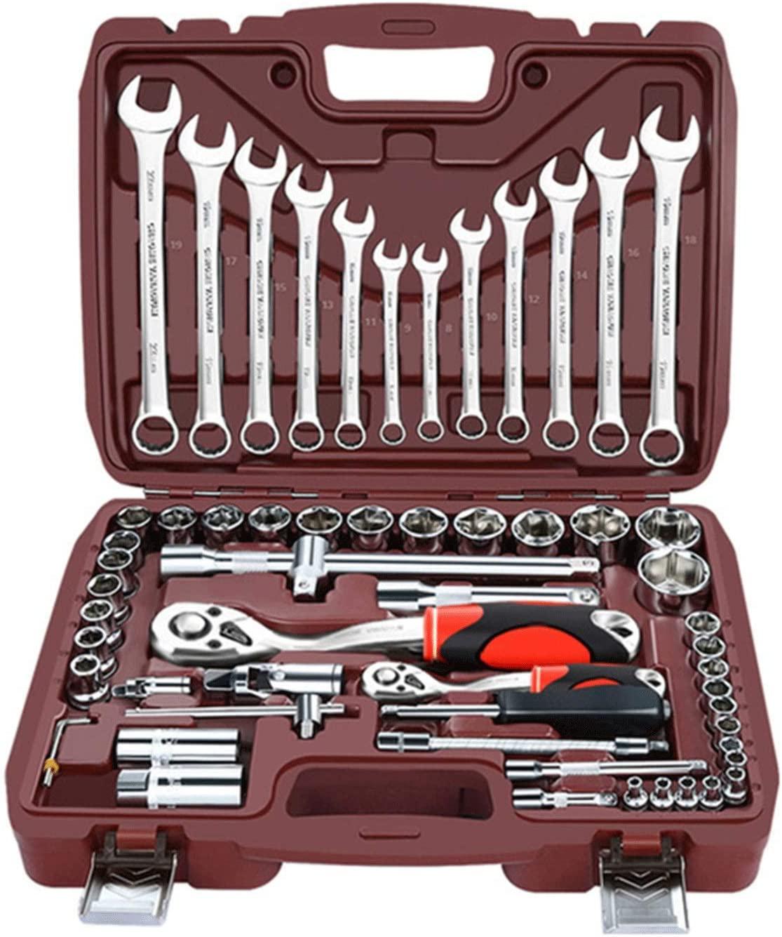 YUOP Hand Tools Socket Set Universal Car Repair Tool Ratchet Set Torque Wrench Combination Bit A Set of Keys Multifunction Tools (Color : 82pcs)
