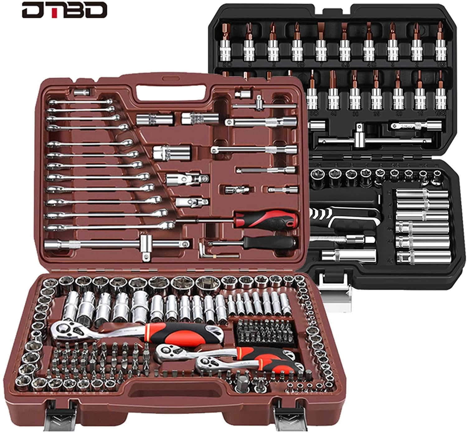 YUOP Hand Tools Socket Set Universal Car Repair Tool Ratchet Set Torque Wrench Combination Bit A Set of Keys Multifunction Tools (Color : 82pcs)