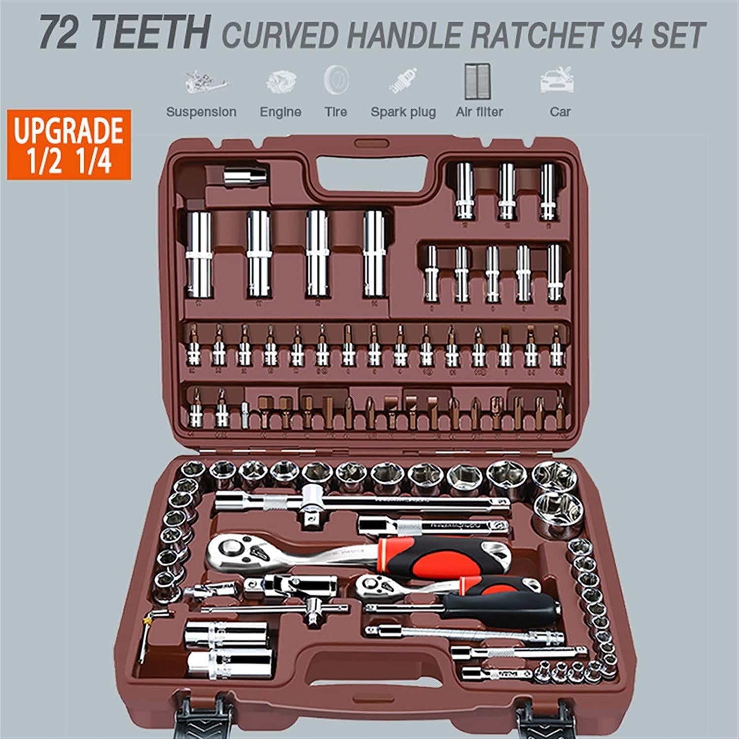 YUOP Hand Tools Socket Set Universal Car Repair Tool Ratchet Set Torque Wrench Combination Bit A Set of Keys Multifunction Tools (Color : 82pcs)