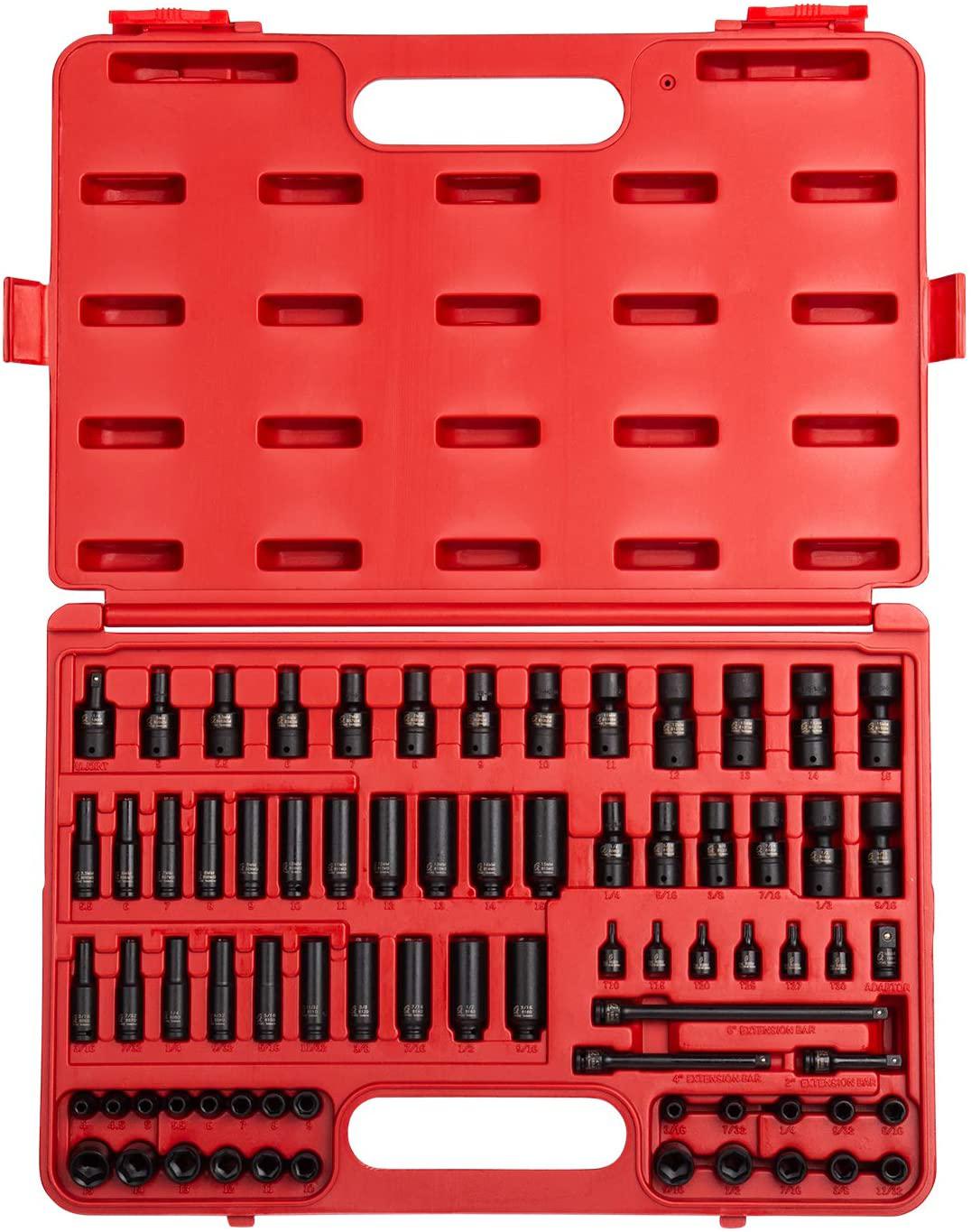 Sunex Tools 1874 1/4" Drive  Fractional and Metric Impact Sockets Set
