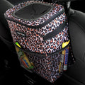 HOTOR Car Trash Can, Multifunctional &amp; Fashionable Car Accessory for Interior Use for Women, Waterproof Car Organizer and Storage Bag with Adjustable Straps, Magnetic Buckles (Leopard-Print Brown)