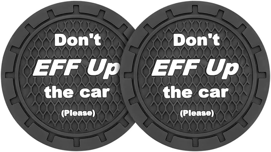 8sanlione 2 Pack Car Cup Holder Coasters, 2.75 Inch Non-Slip PVC Insert Cup Coaster, Anti-Scratch Auto Cup Mats for Women Men, Vehicle Interior Accessories Universal for Car, SUV, Truck (A Black/2PCS)