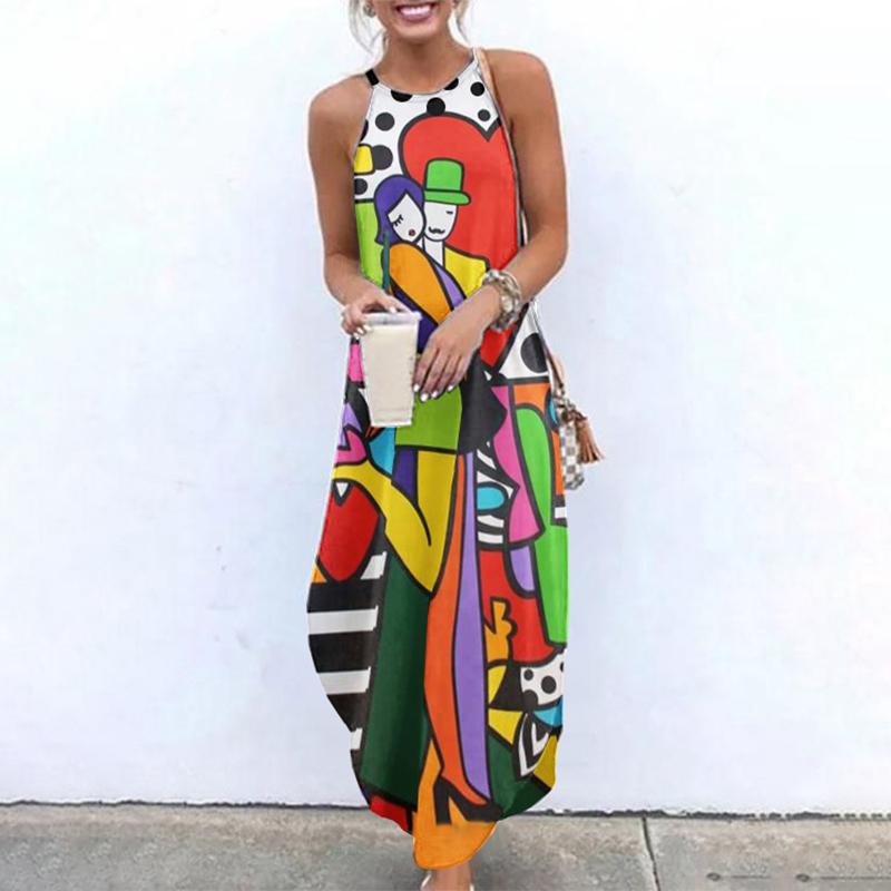Fashion Print Suspender Dress