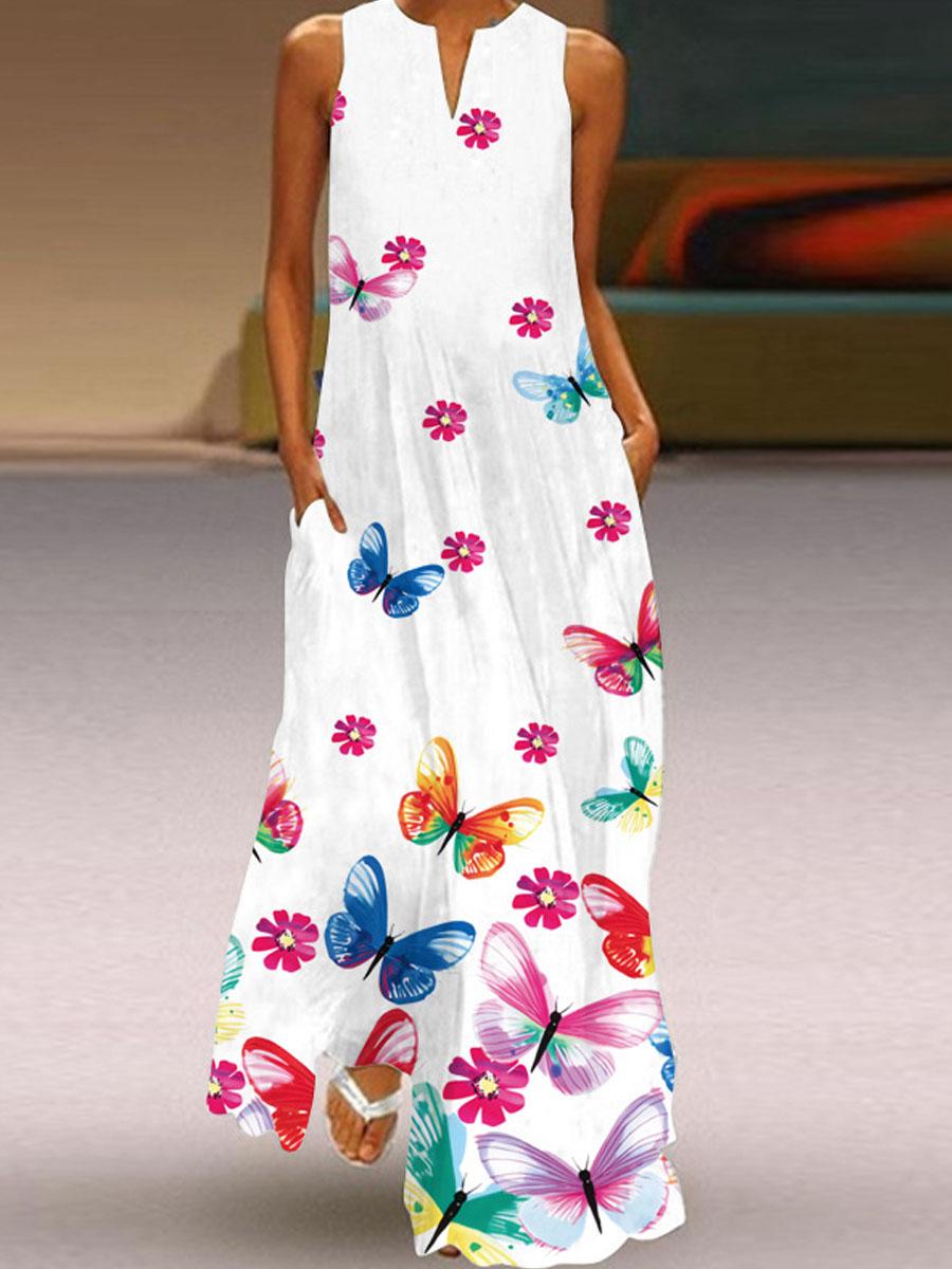 Sleeveless Floral Print Maxi Dress