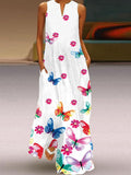 Sleeveless Floral Print Maxi Dress