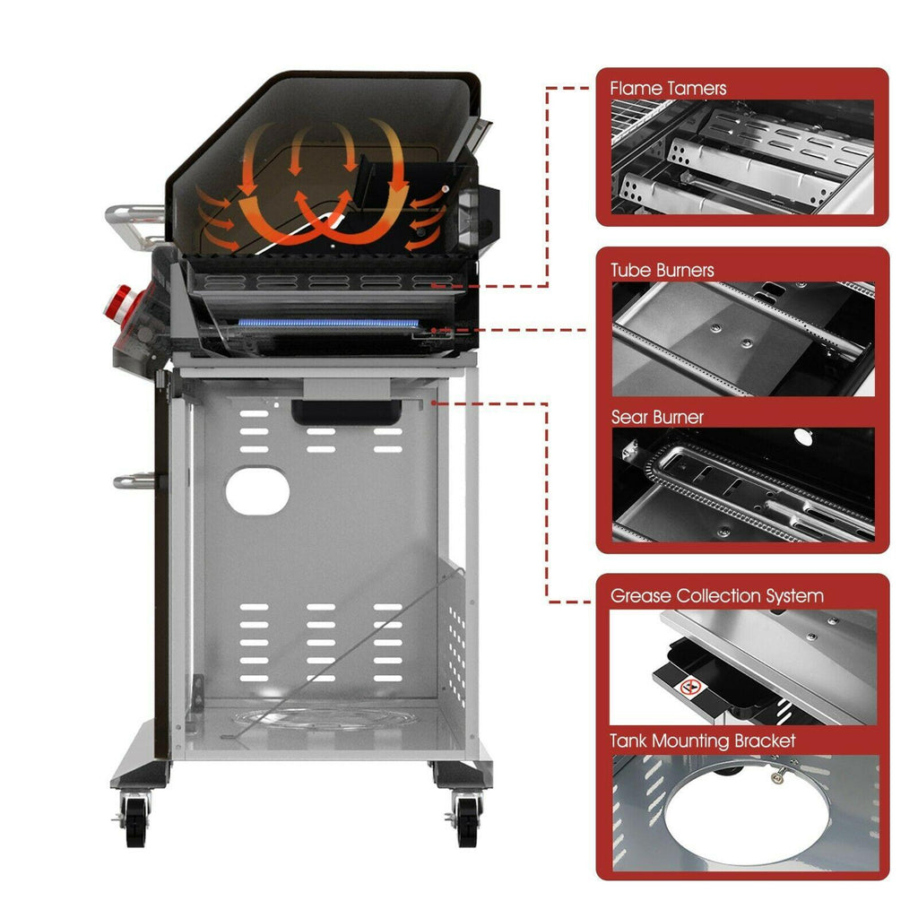 5-Burner Barbecue Cabinet Style Propane Gas Grill Coffee GA5403C