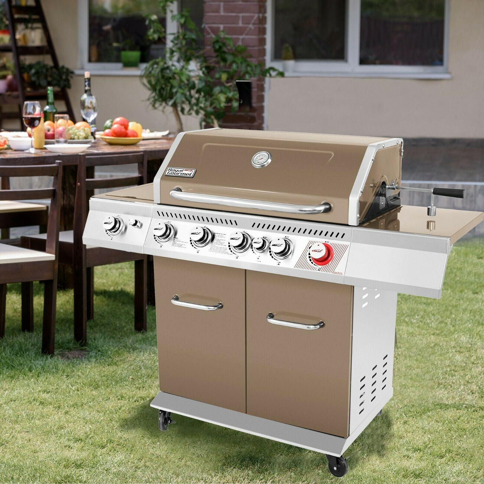 5-Burner Barbecue Cabinet Style Propane Gas Grill Coffee GA5403C