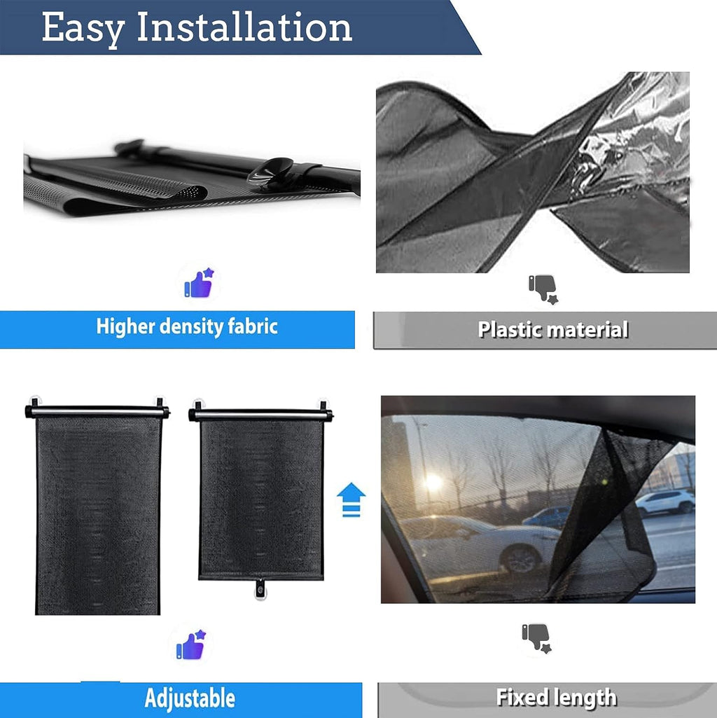 Car Window Shades, 2 Pack Car Window Shade for Baby, Retractable Car Sun Shade, Sun Shade for Car Window Effectively Block UV Rays and Harsh Sunlight, Car Window Shades for Side Window (15.7"x18.5")