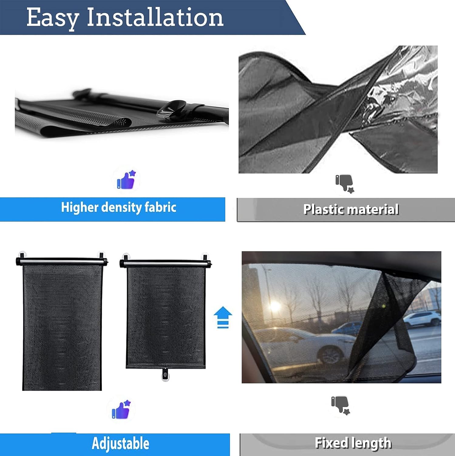 Car Window Shades, 2 Pack Car Window Shade for Baby, Retractable Car Sun Shade, Sun Shade for Car Window Effectively Block UV Rays and Harsh Sunlight, Car Window Shades for Side Window (15.7"x18.5")